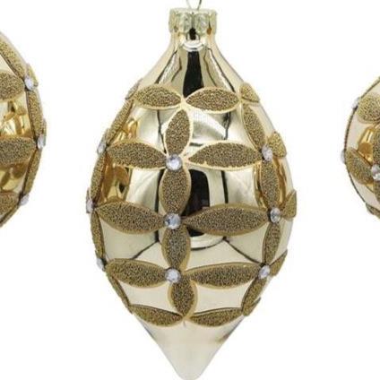 Champagne Lattice Glass Ornament - 3 Styles