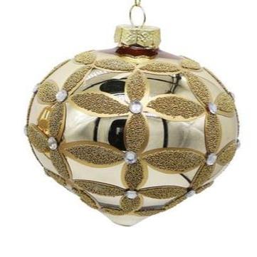 Champagne Lattice Glass Ornament - 3 Styles