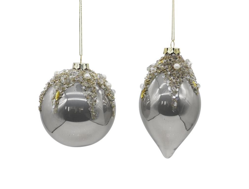 Platinum Jewel Glass Ornament -2 Styles