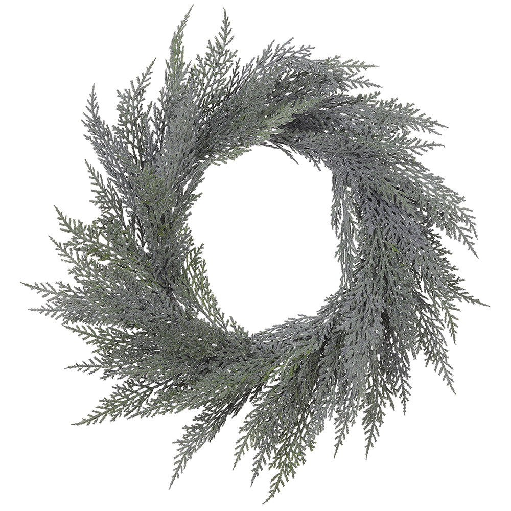 12" Frosted Cedar Candle Ring