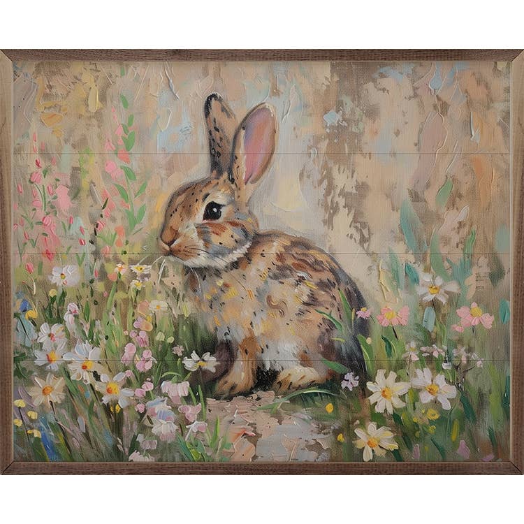 Spring Bunny Wood Art