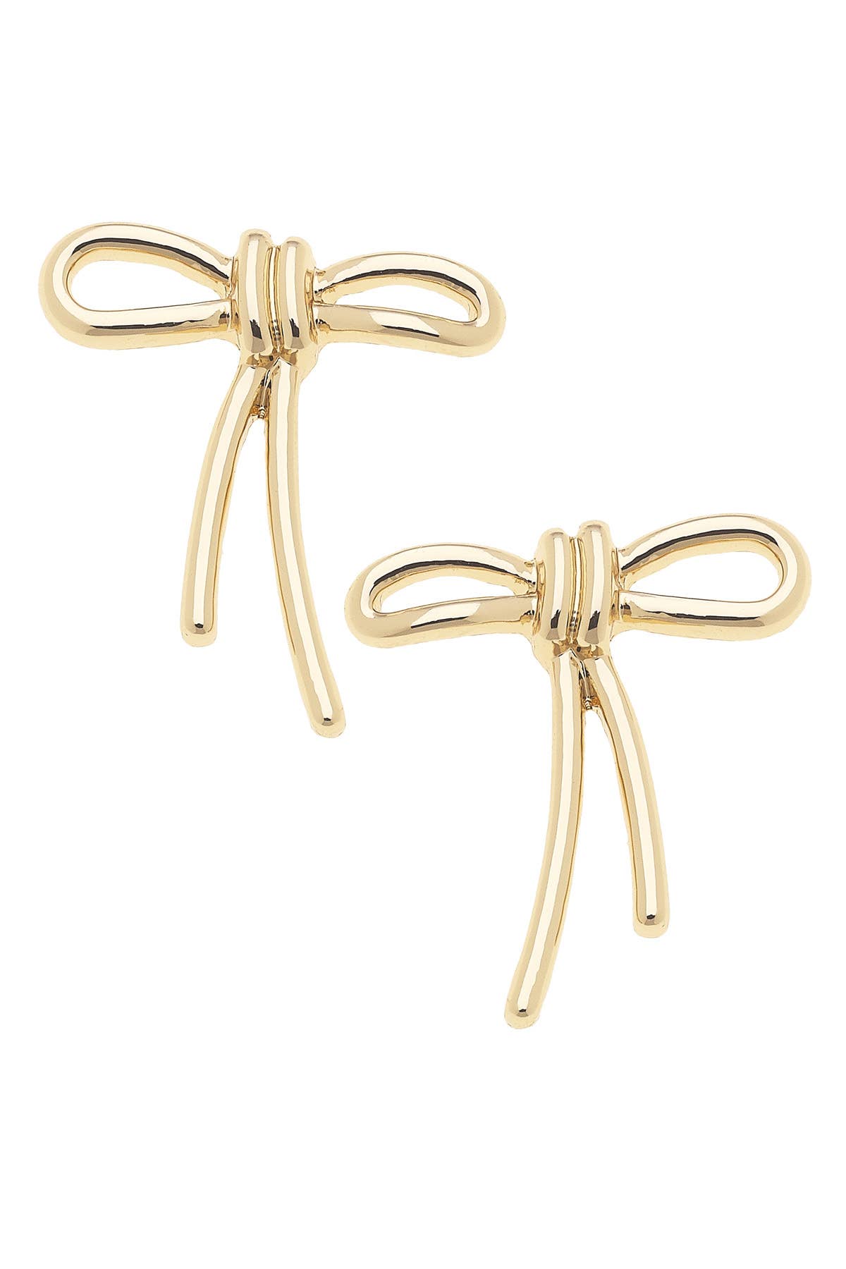 Molly Lopsided Bow Stud Earrings in Shiny Gold