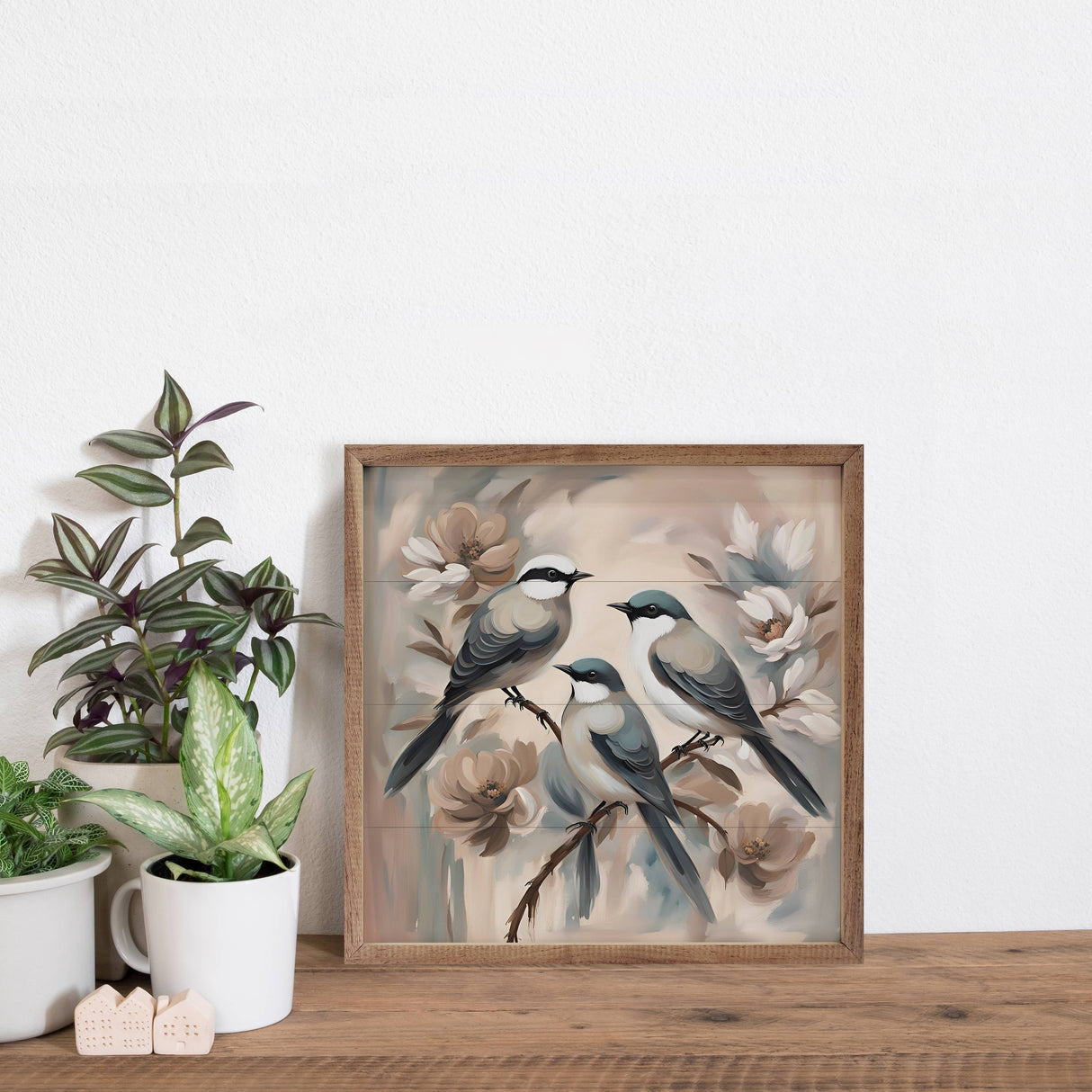 16" Three Birds On Floral Branch