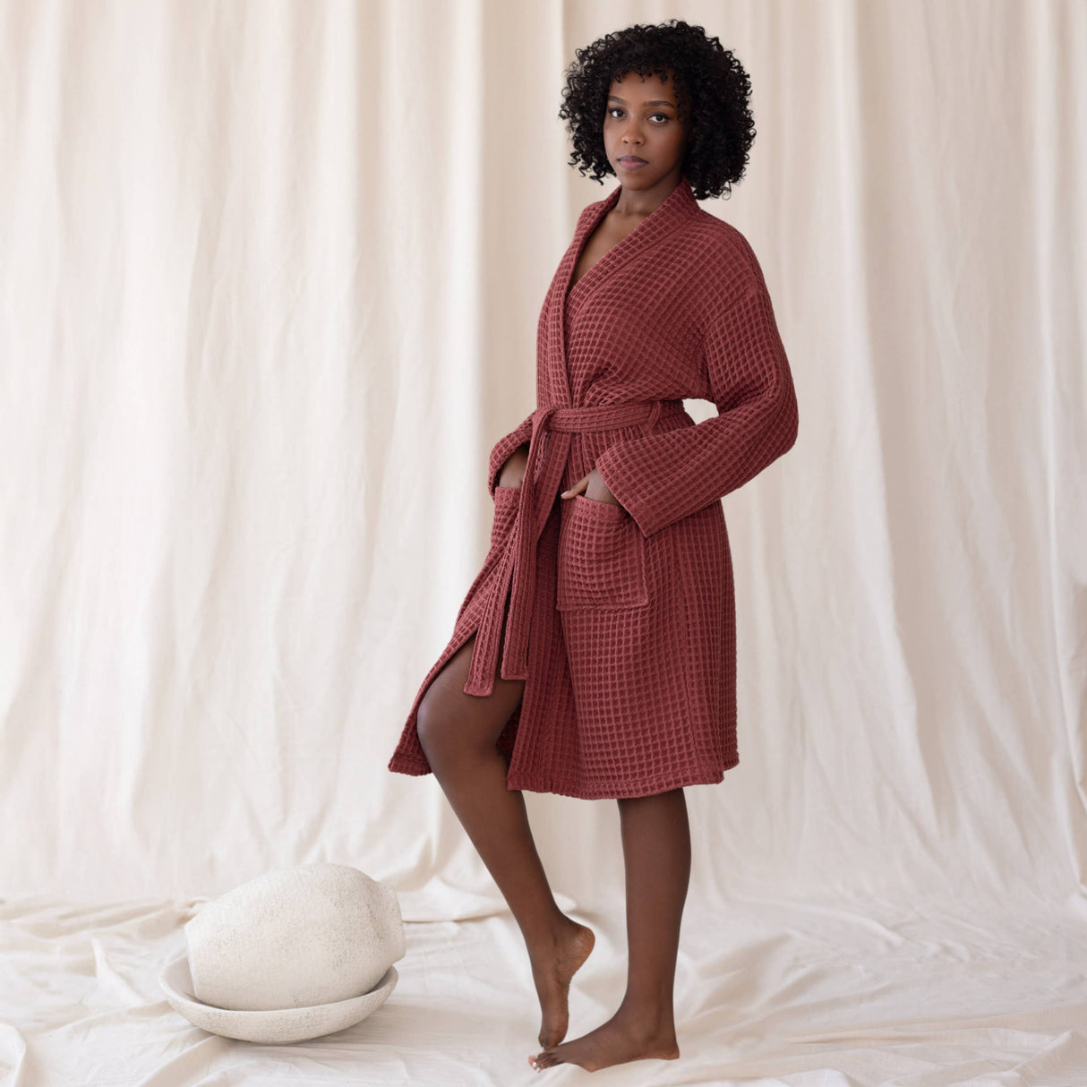 Sage Luxurious Waffle Bathrobe / XXL