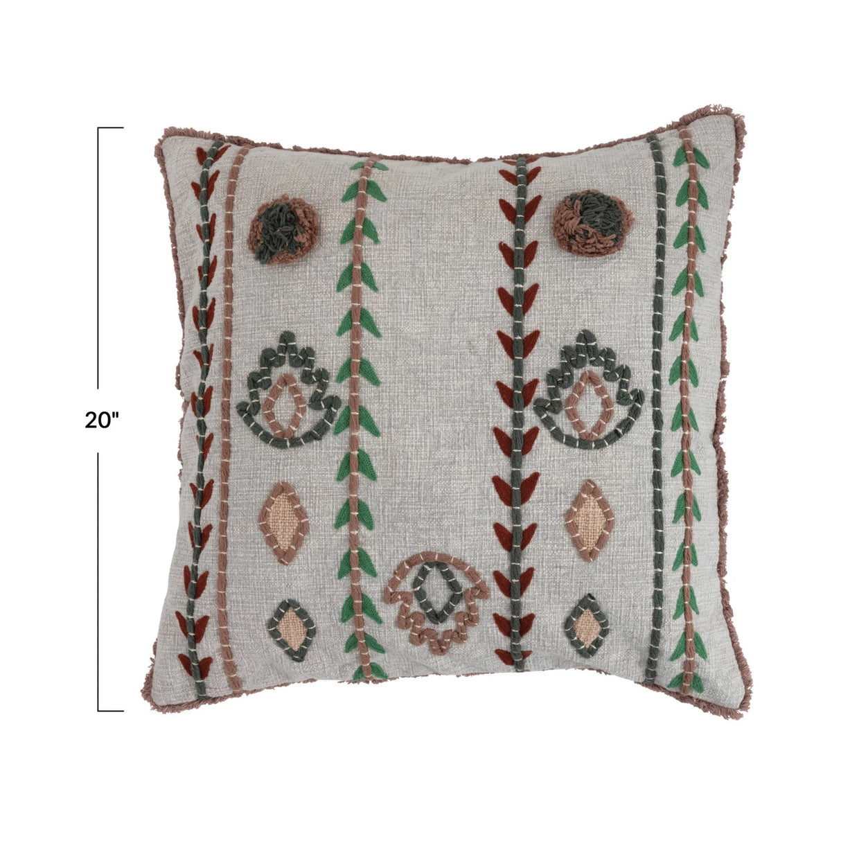 Textural Embroidered Cotton Pillow