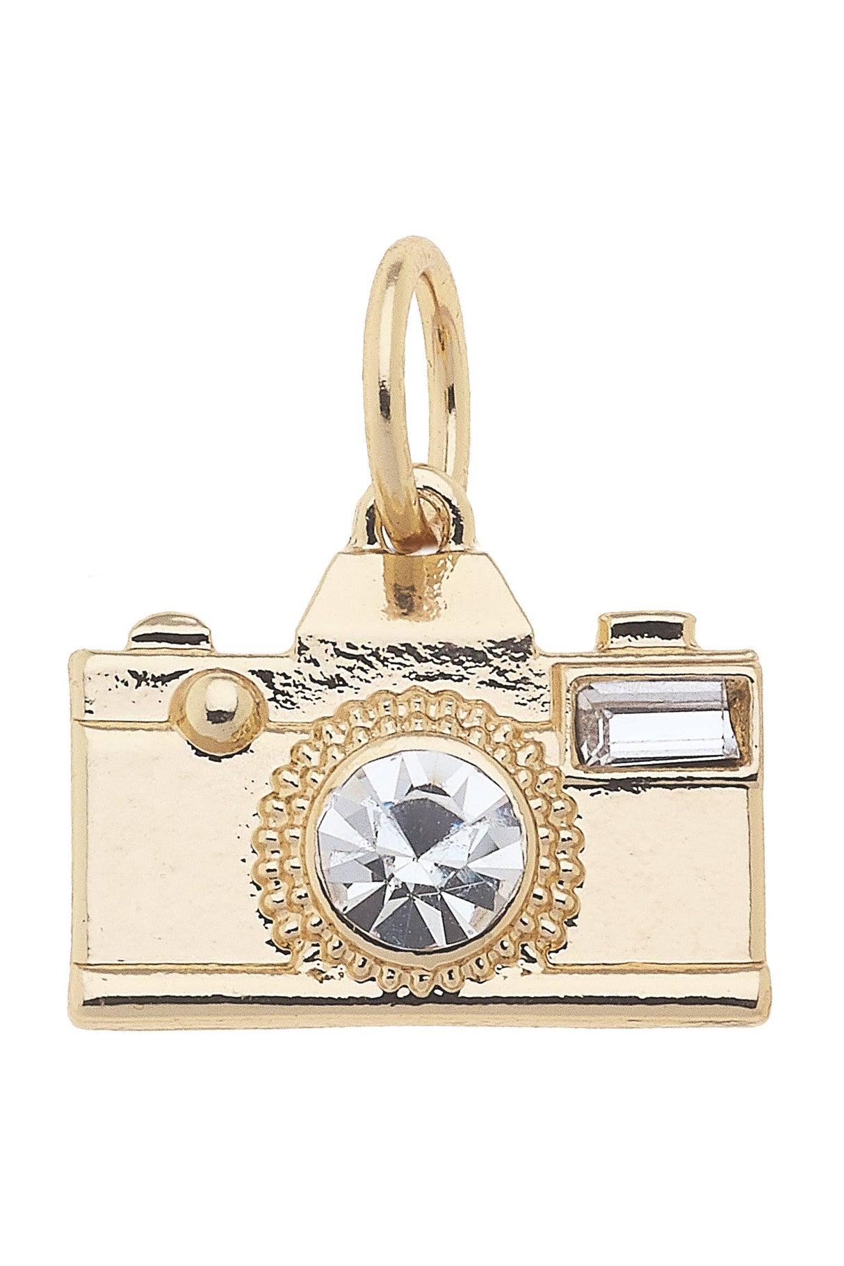 Rhinestone Camera Charm in Shiny Gold