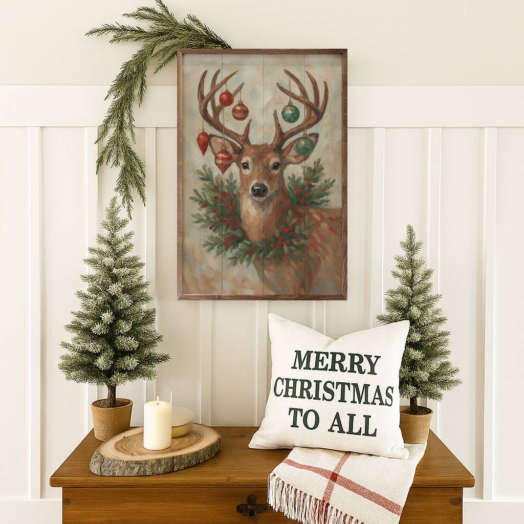 Christmas Whitetail Deer With Wreath