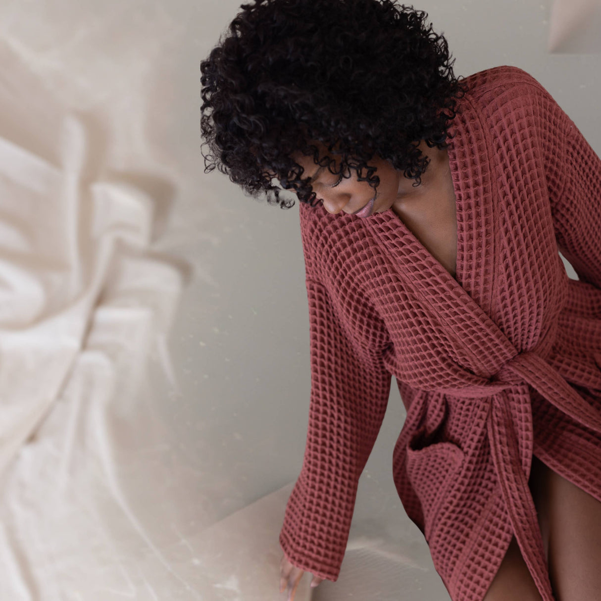 Sage Luxurious Waffle Bathrobe / 3XL