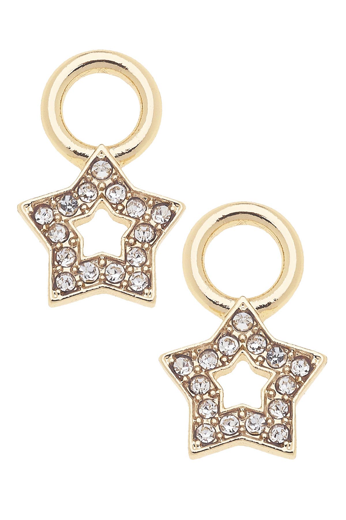 Shiny Gold Pave Open Star Huggie Charm