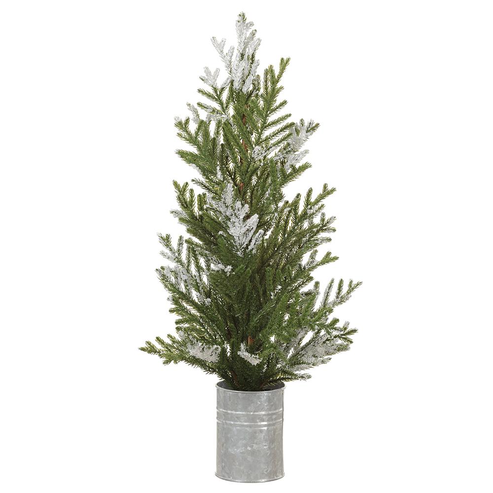 26" Snowed Pine Tree in Tin Planter