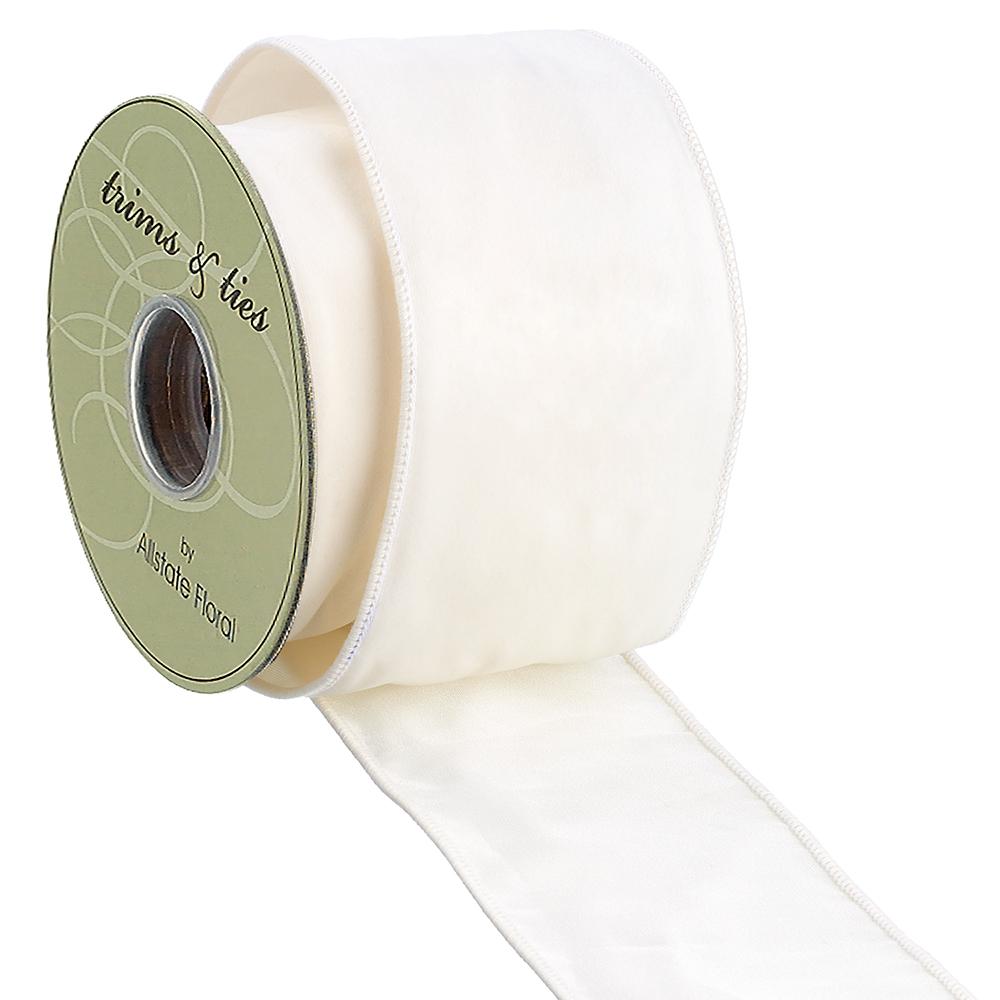 4" White Velvet Ribbon Bolt