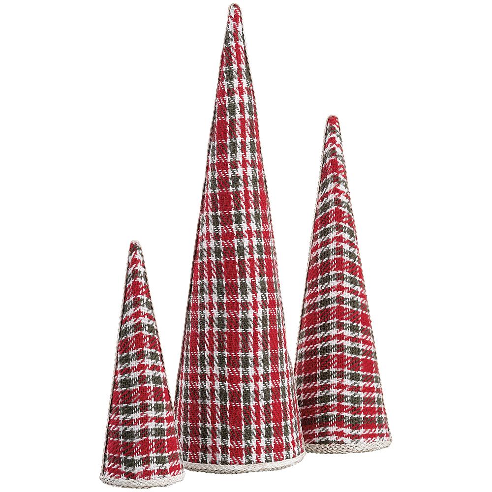 Plaid Cone Tree Set of 3