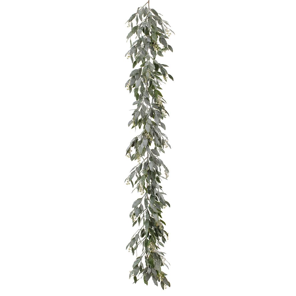 72" Snowed Eucalyptus Garland