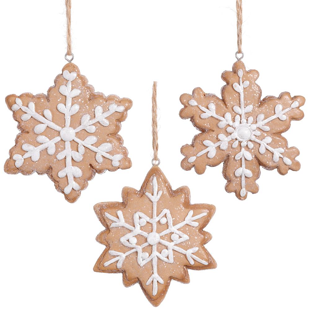 Gingerbread Snowflake Ornament Set of 3