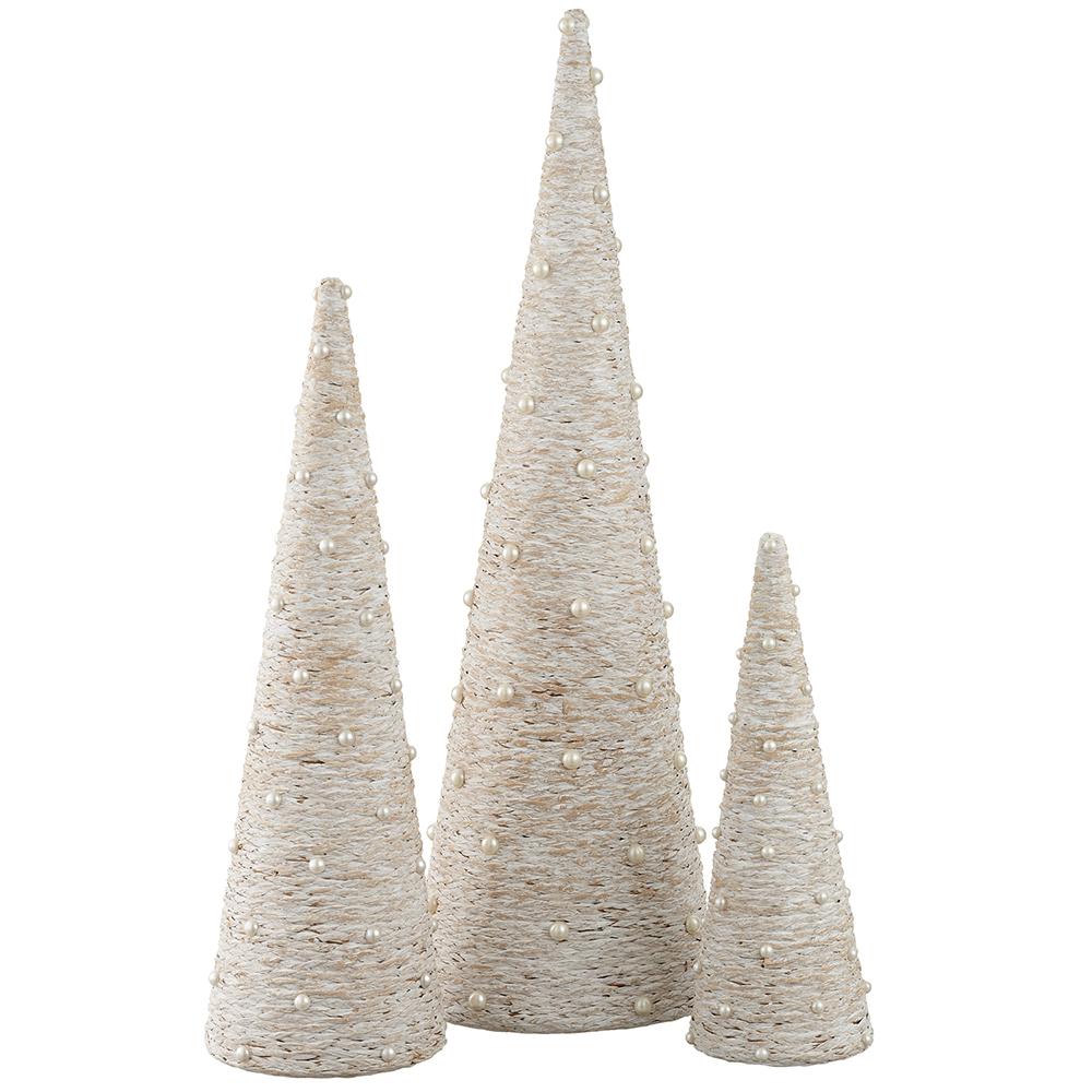 Pearl Rattan Cone Tree Set of 3
