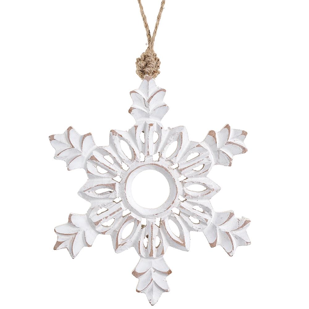 Carved Wood Snowflake Ornament s