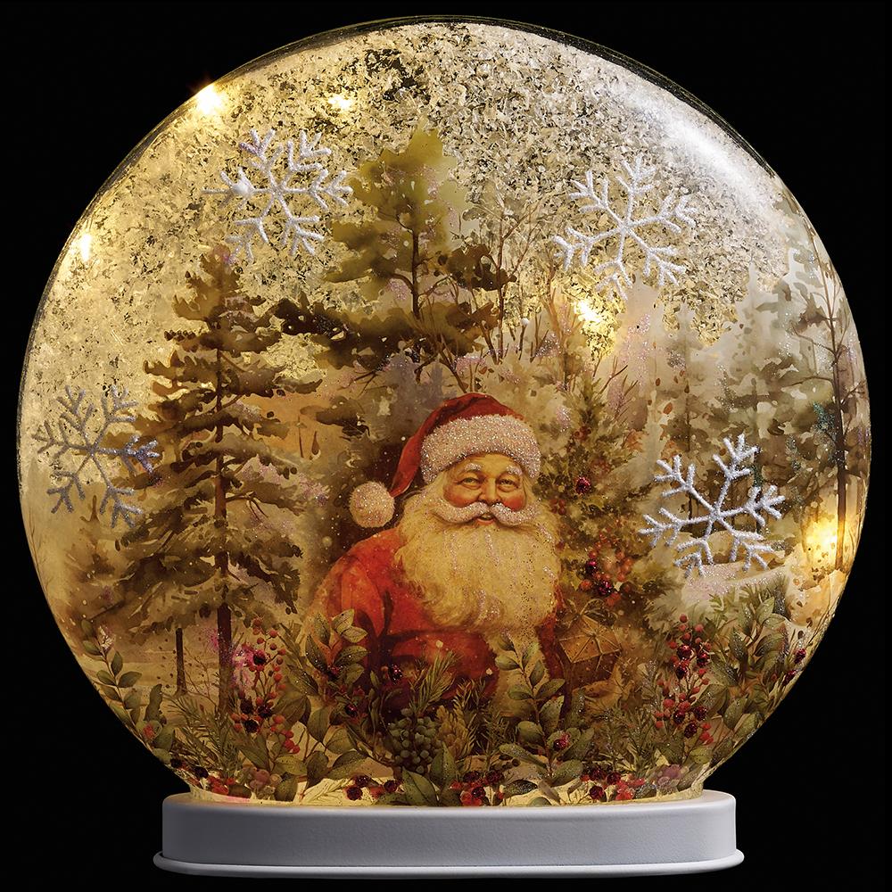 Lighted Santa Glass Accent
