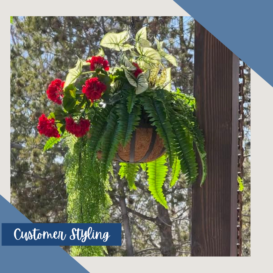 Real Touch Leather Fern Hanging Bush