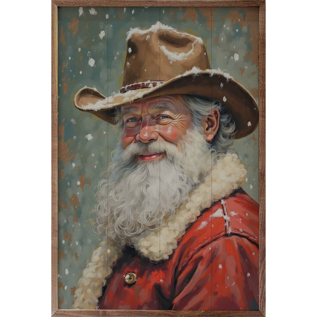 Cowboy Claus Portrait Wood Art