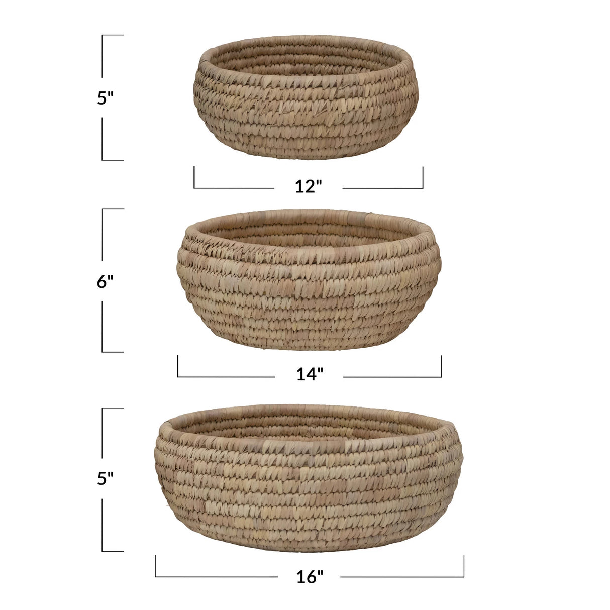 Grass and Date Leaf Baskets - 3 Sizes