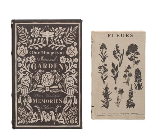 MDF and Canvas Book Storage Boxes, Set of 2