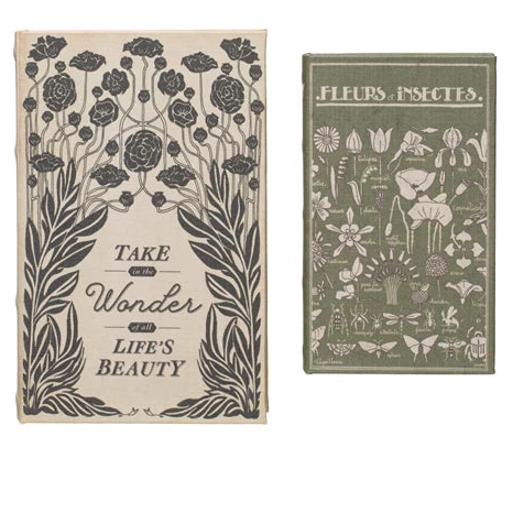 MDF and Canvas Book Storage Boxes, Set of 2