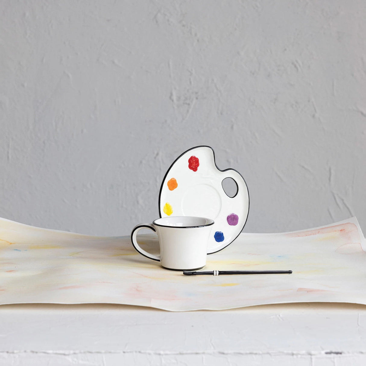 Ceramic Paint Palette Teacup Saucer Set