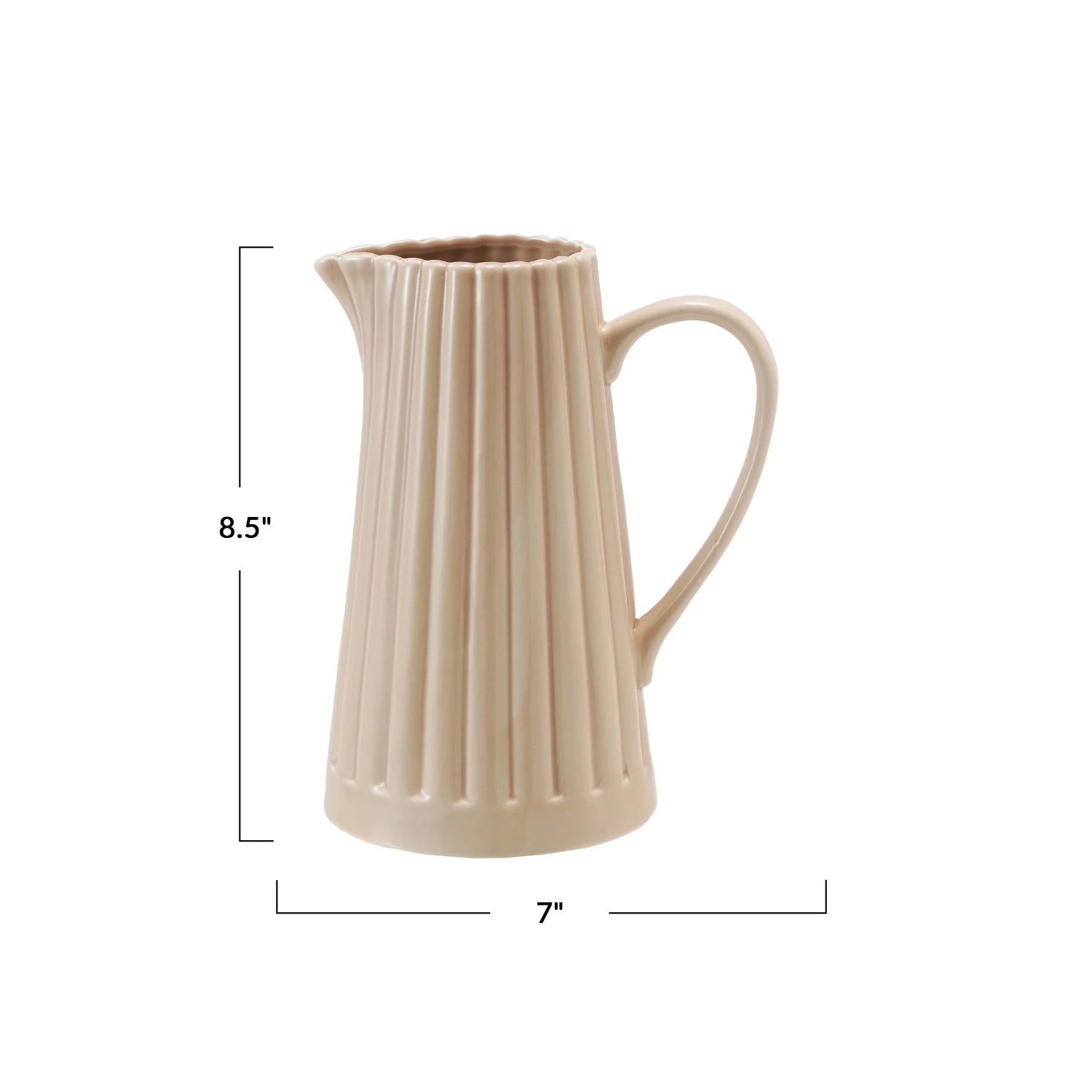 Cream Stoneware Ribbed Pitcher