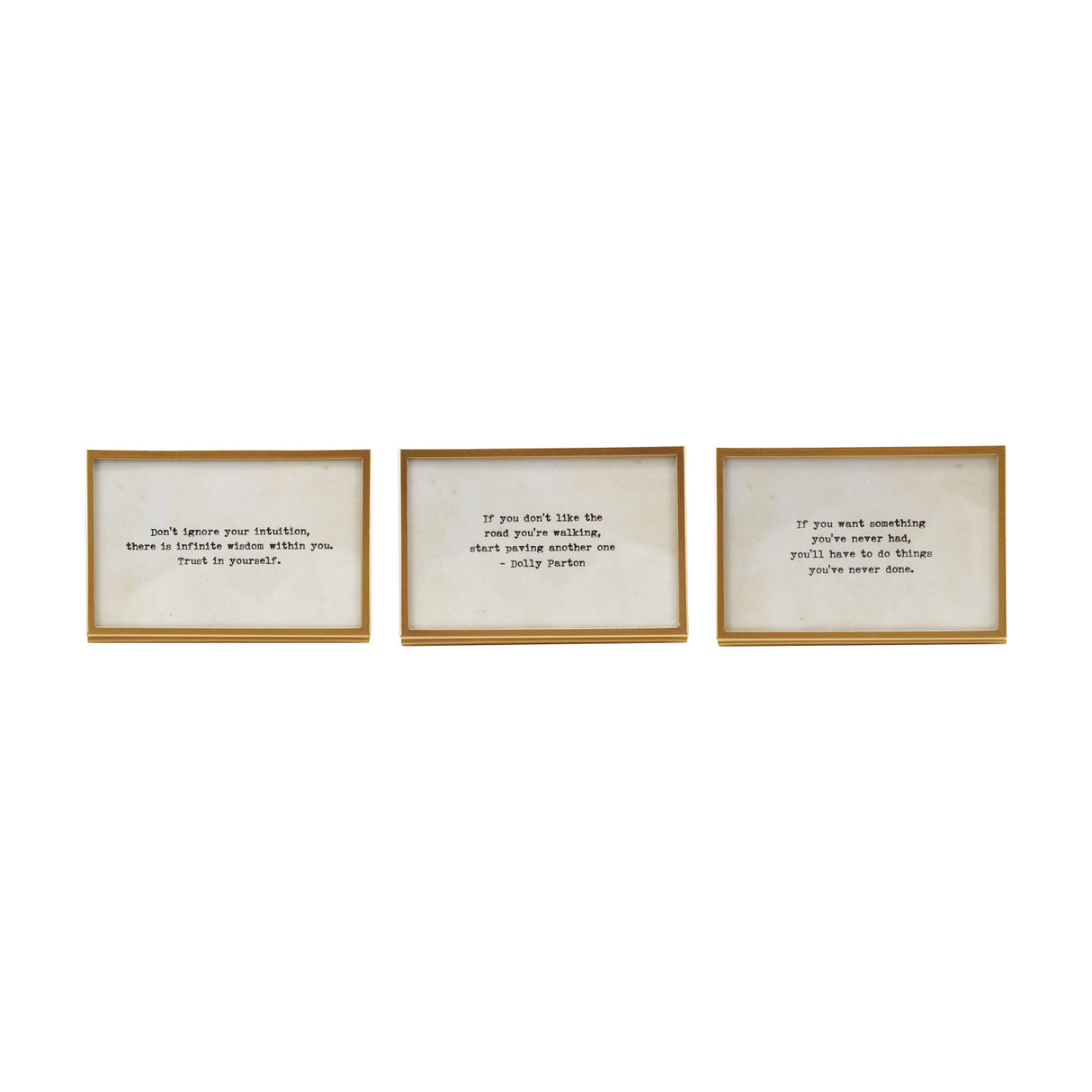 Metal & Glass Frame w/ Easel & Saying, Gold Finish, 3 Styles (Holds 4" x 6" Photo)