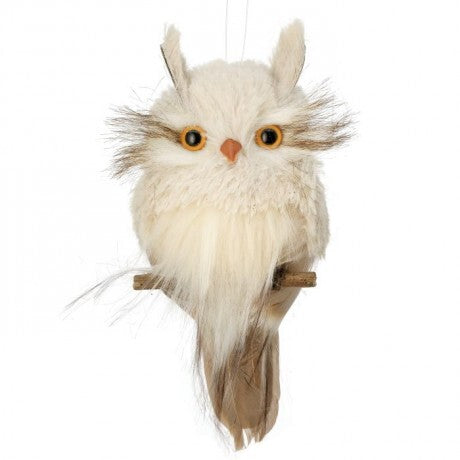 Natural Snow Owl Ornament