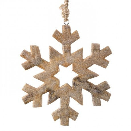 Wood Enamel Snowflake Ornament