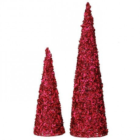 Hot Pink Glamour Sequin Tree Set of 2