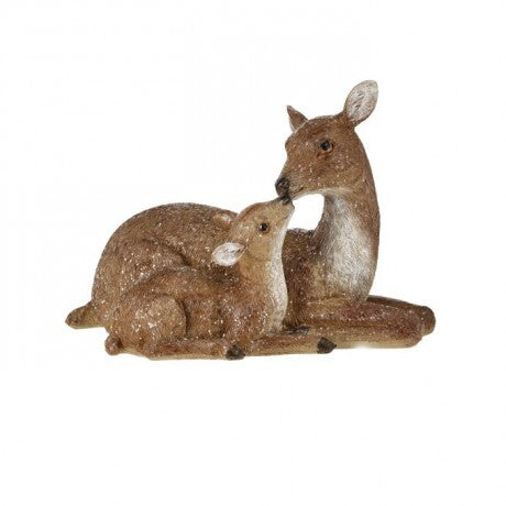 Resin Winter Chalet Doe & Baby