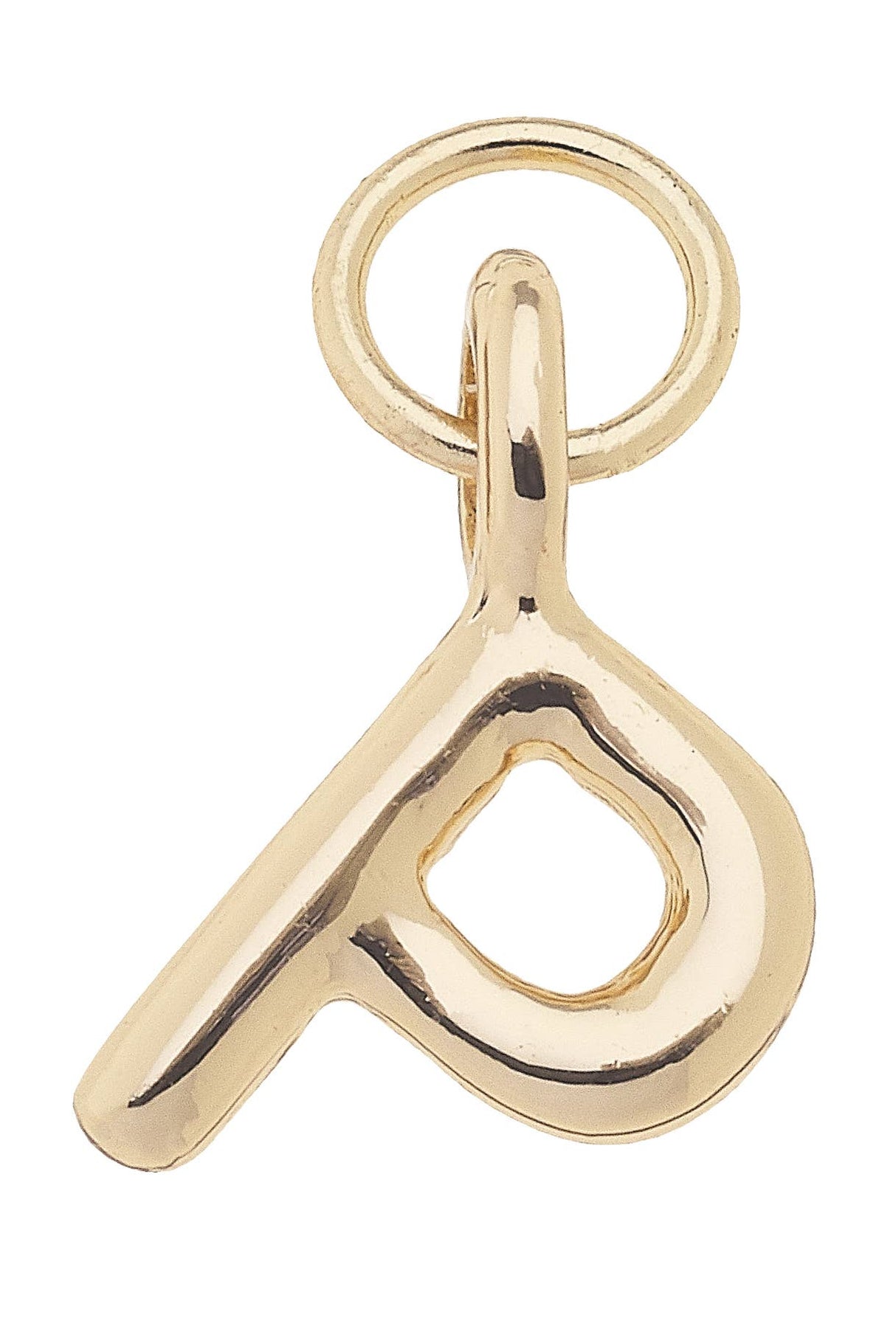 F Mini Initial Charm in Shiny Gold