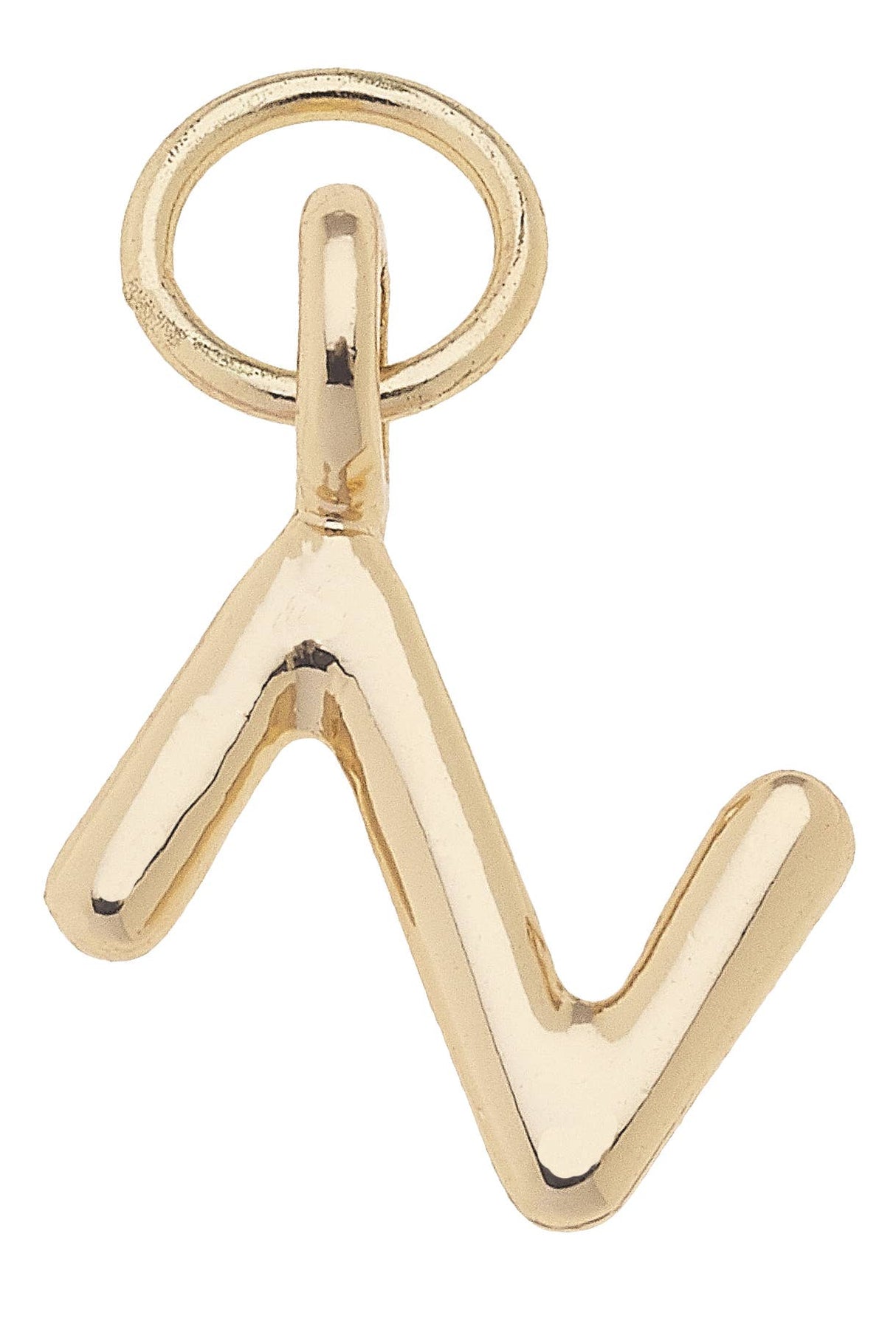 E Mini Initial Charm in Shiny Gold