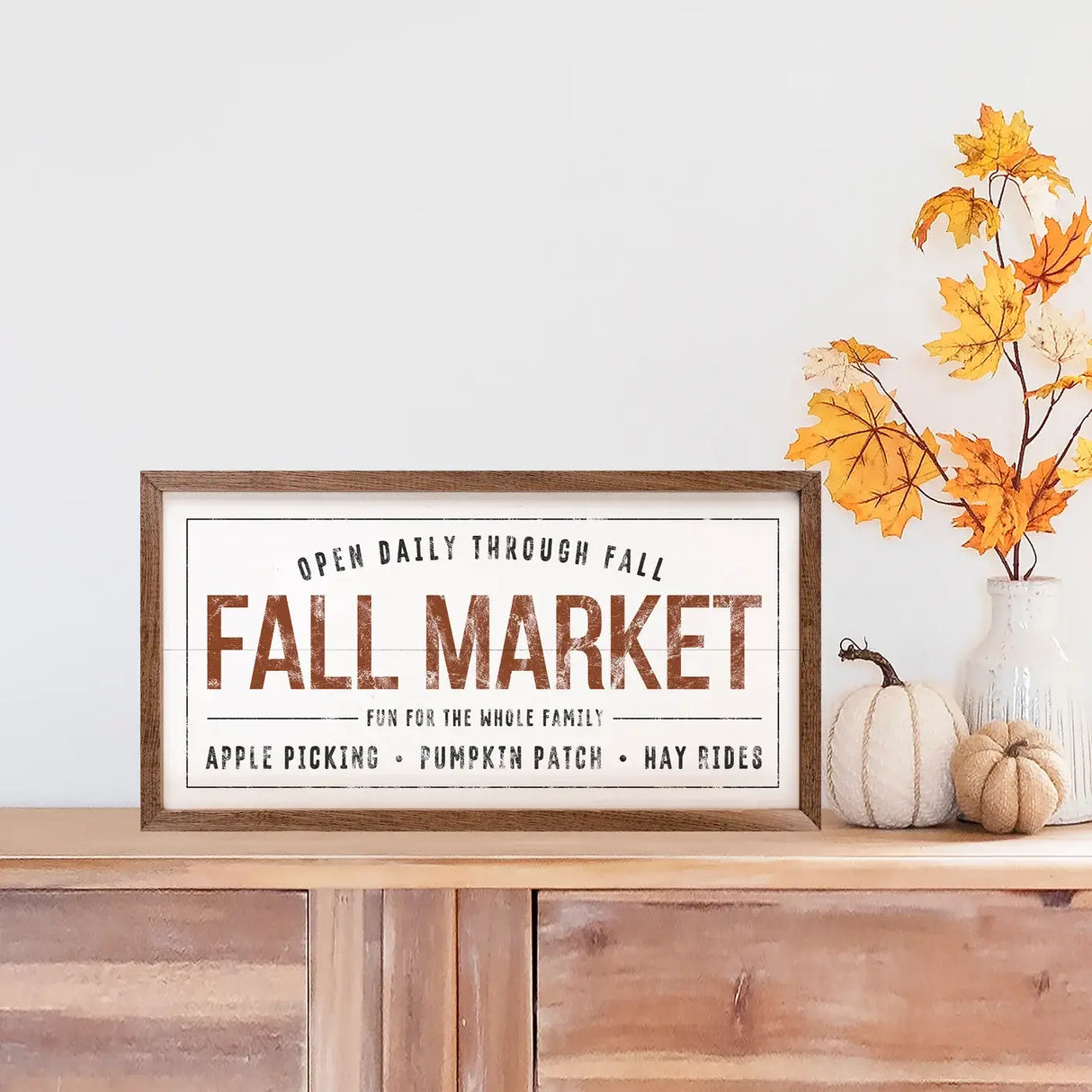Fall Market White Wood Art