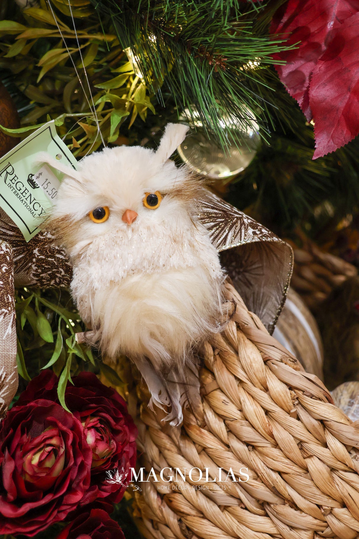Natural Snow Owl Ornament