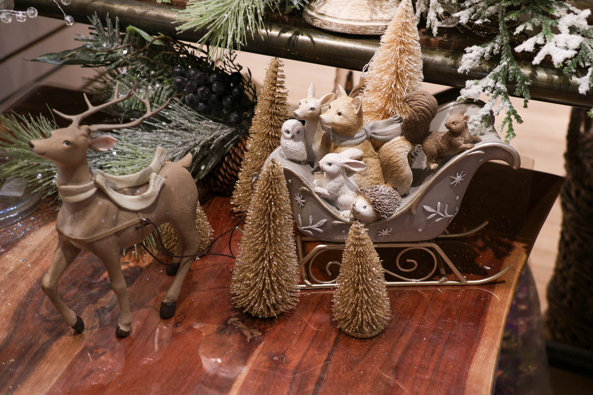 Gold Mini Bottle Brush Tree Set Of 4