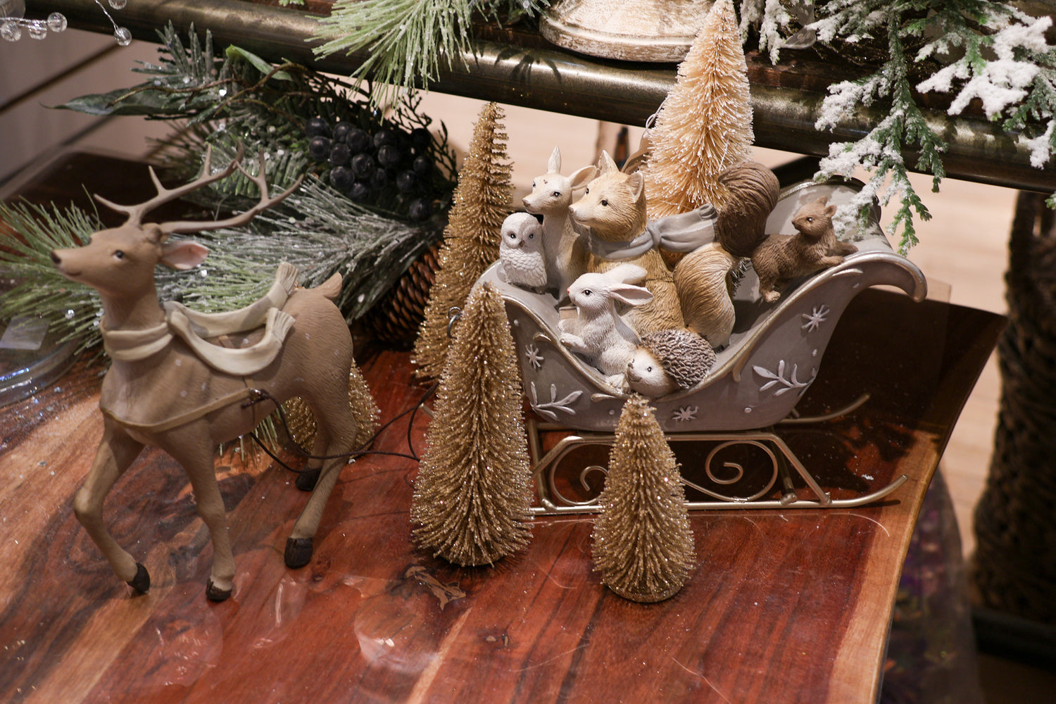 Gold Mini Bottle Brush Tree Set Of 4