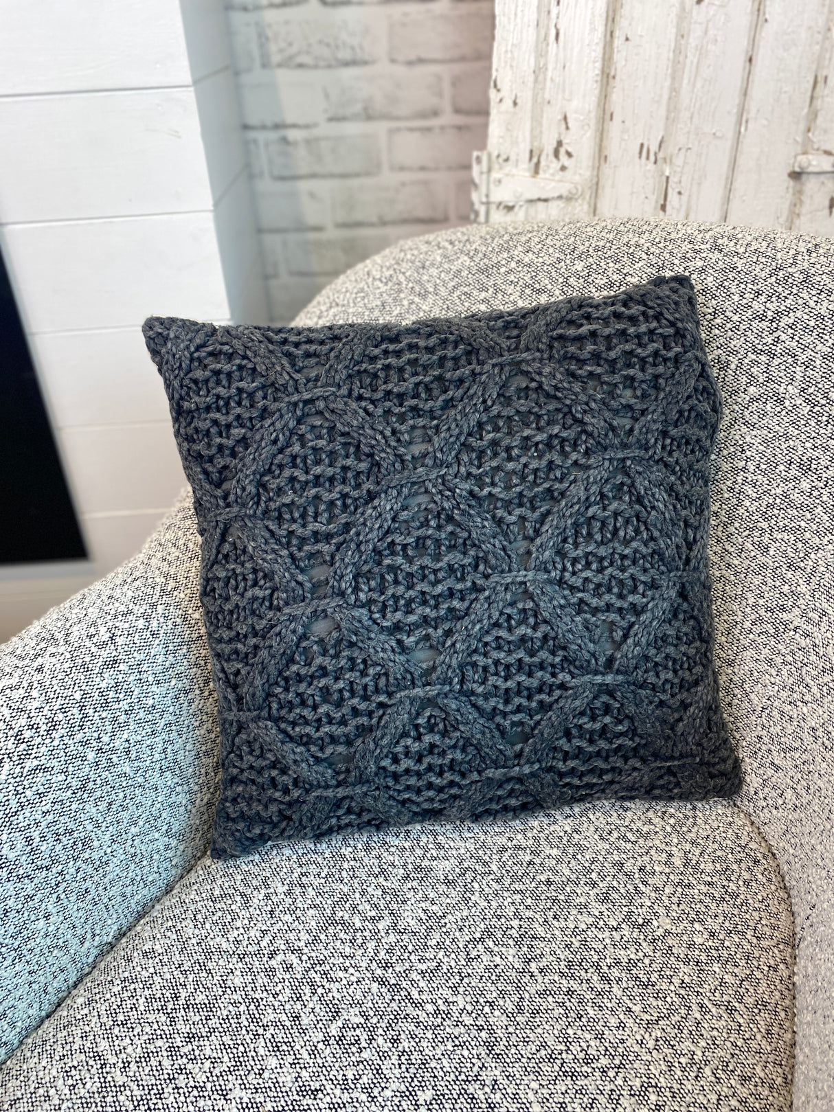 Woven Cotton Cable Knit Pillow