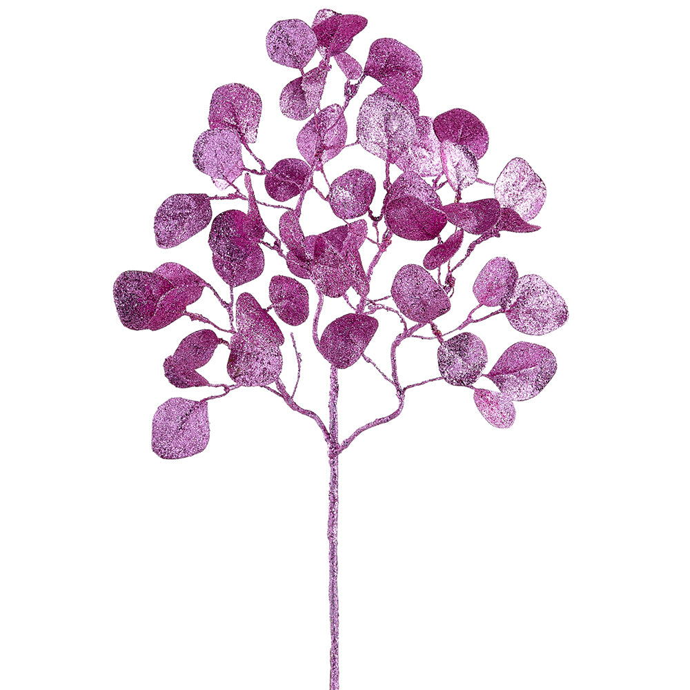 Mauve Glitter Eucalyptus Leaf Spray