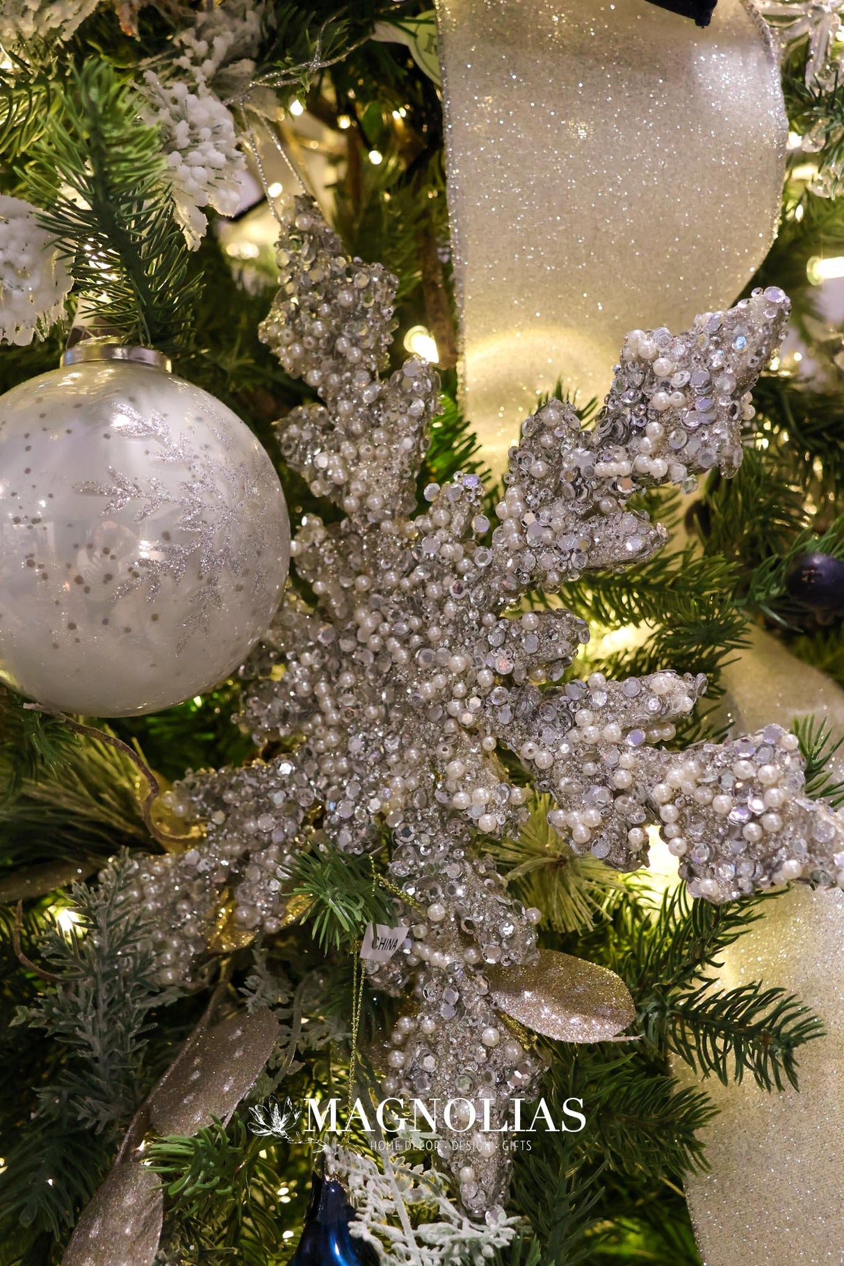 Sequin & Pearl Snowflake Ornament