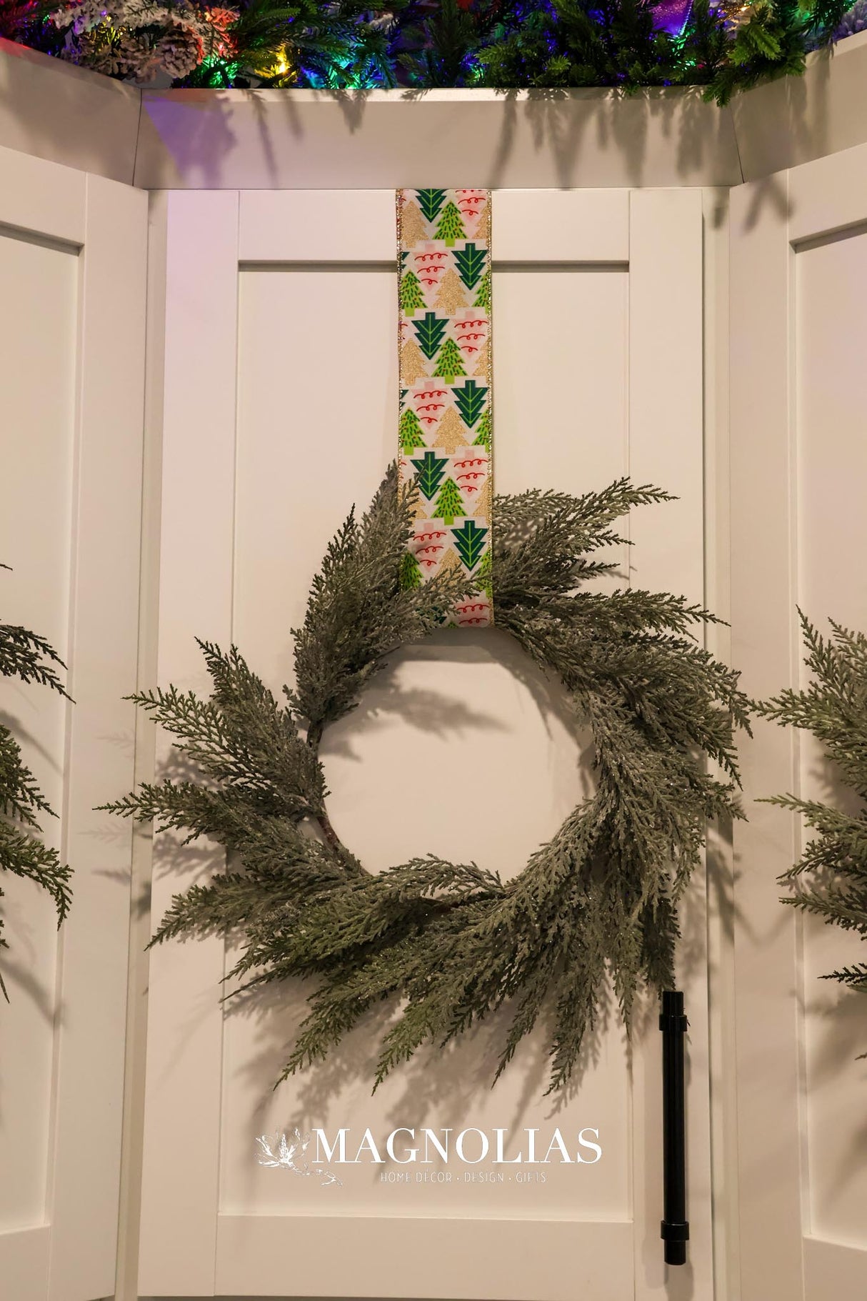 12" Frosted Cedar Candle Ring