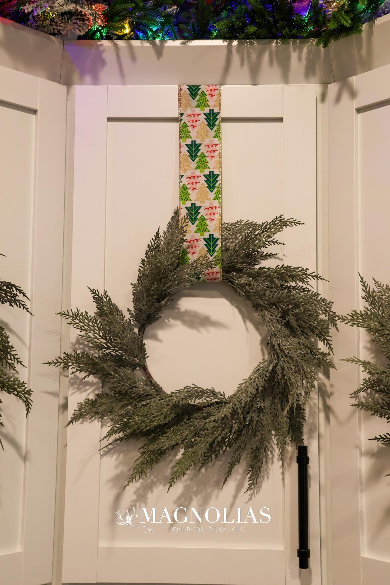 12" Frosted Cedar Candle Ring