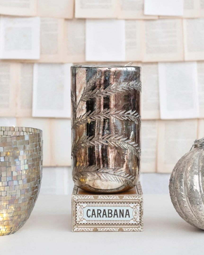 Etched Mercury Glass Hurricane