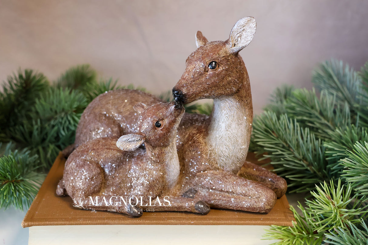Resin Winter Chalet Doe & Baby
