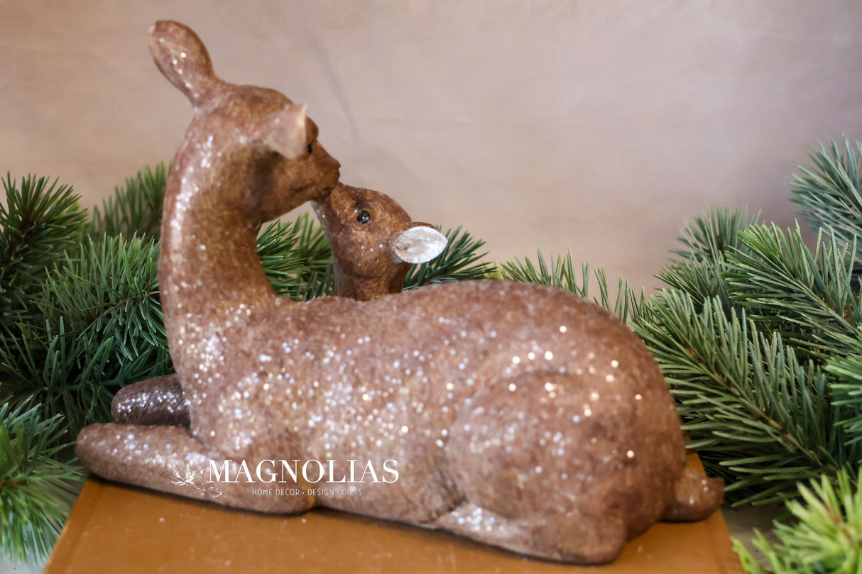 Resin Winter Chalet Doe & Baby