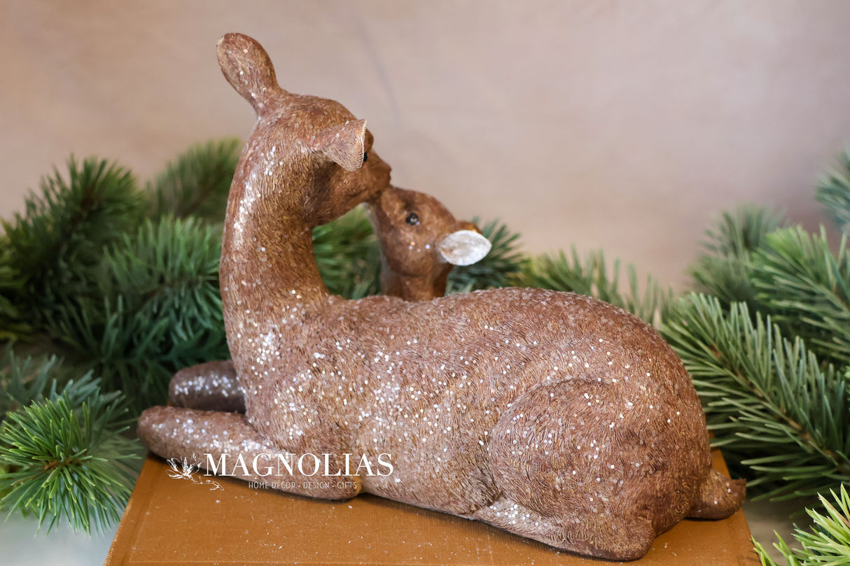 Resin Winter Chalet Doe & Baby