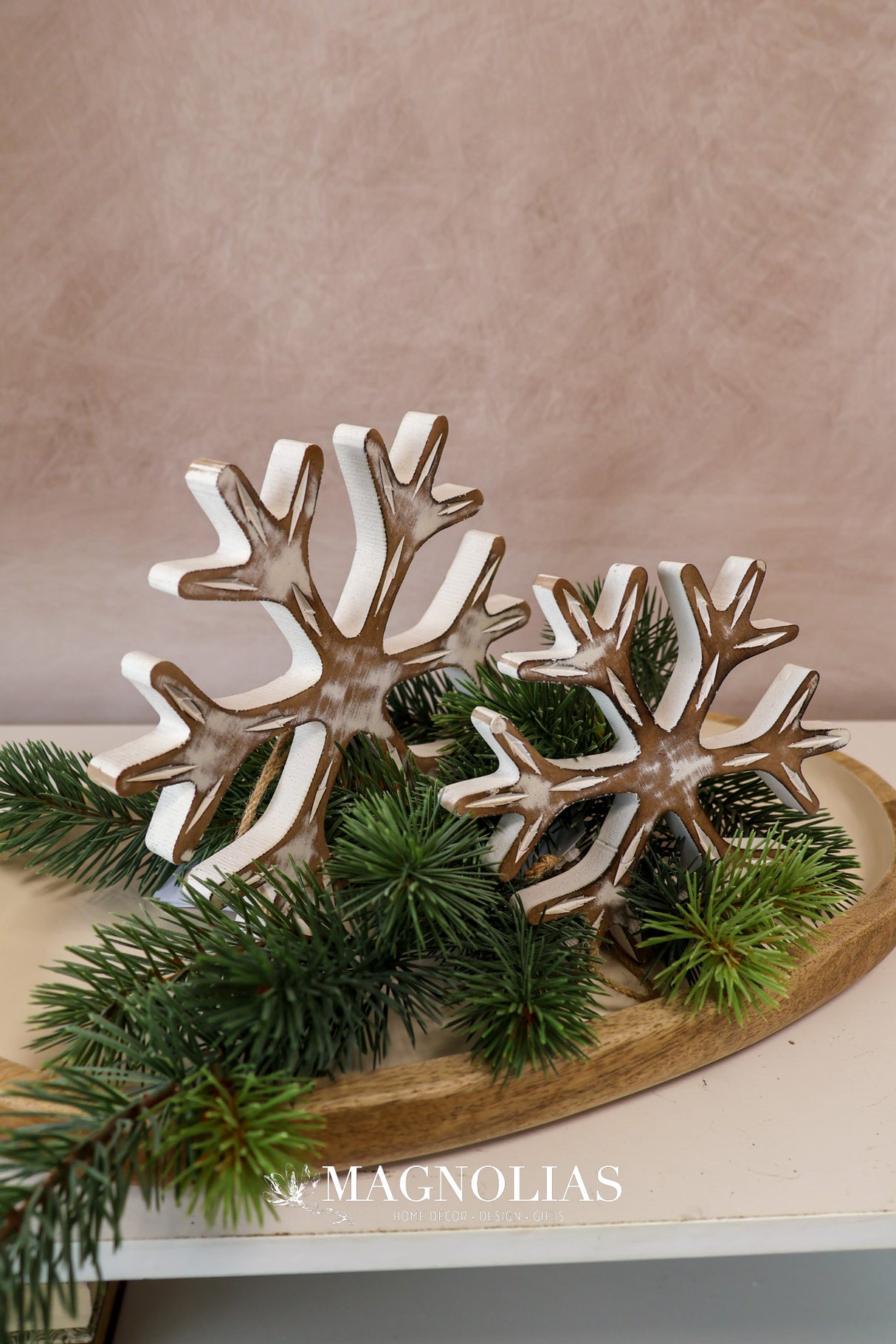 Magic Moment Wood Snowflake Set of 2
