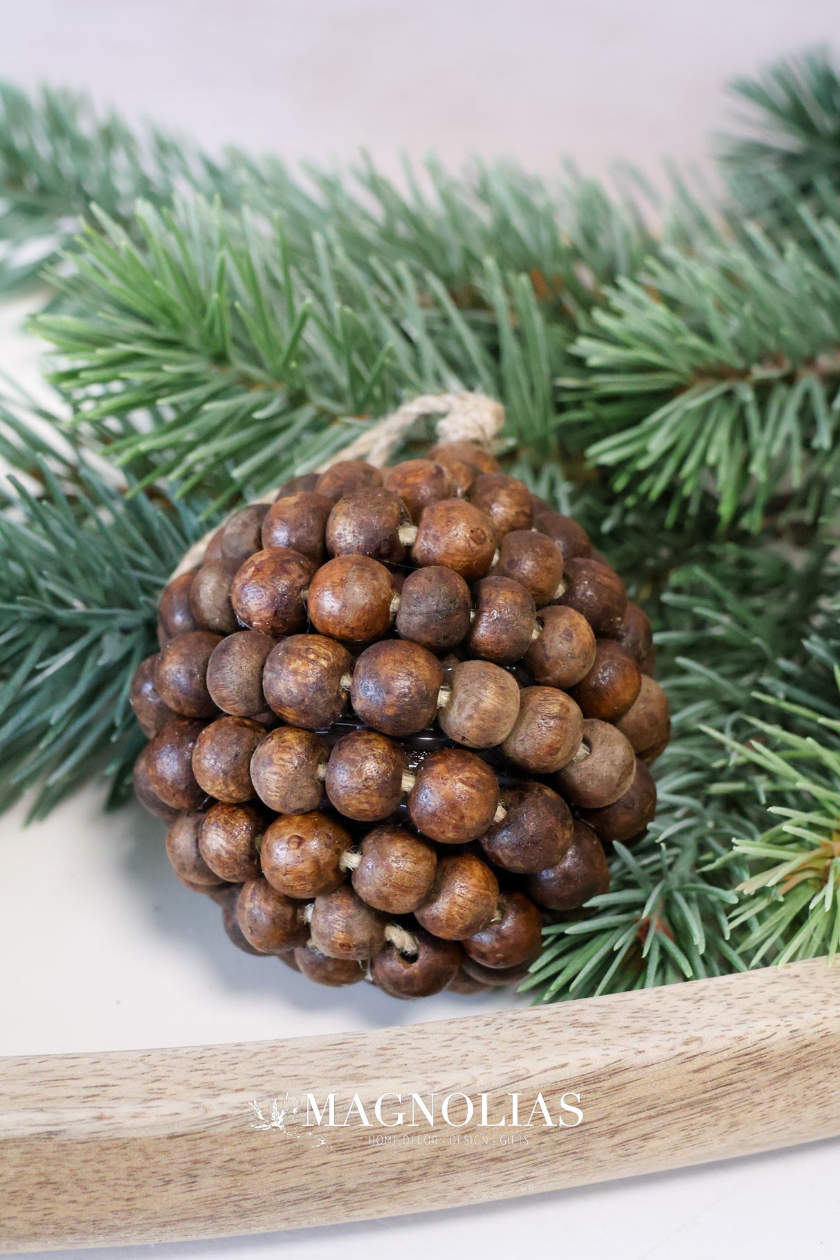 Wood Bead Ball Ornament